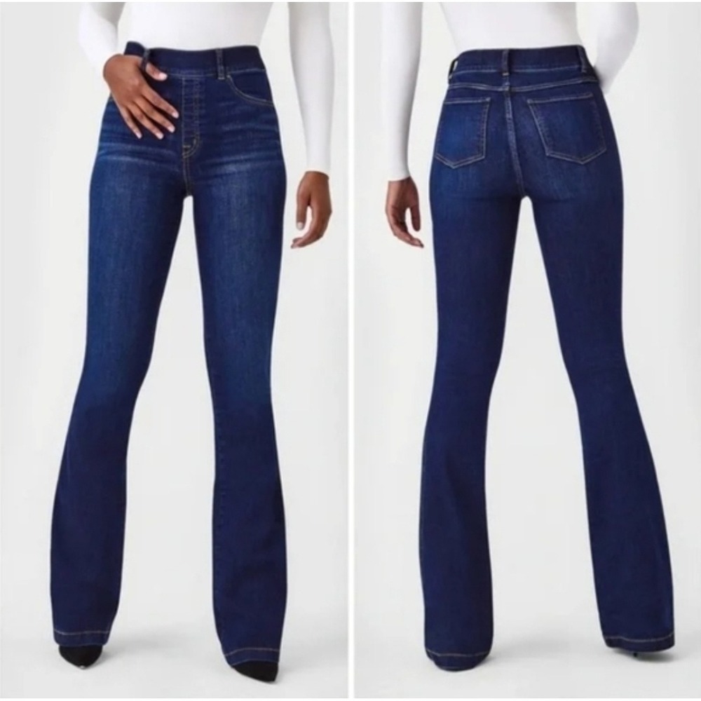Spanx Clean Indigo Bootcut Trouser Women SZ XL Blue Pull On Flare Jeans 20327R